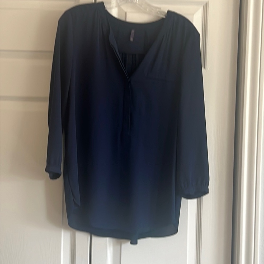 NYDJ navy blue blouse - gently worn! Perfect for work or home with easy care.